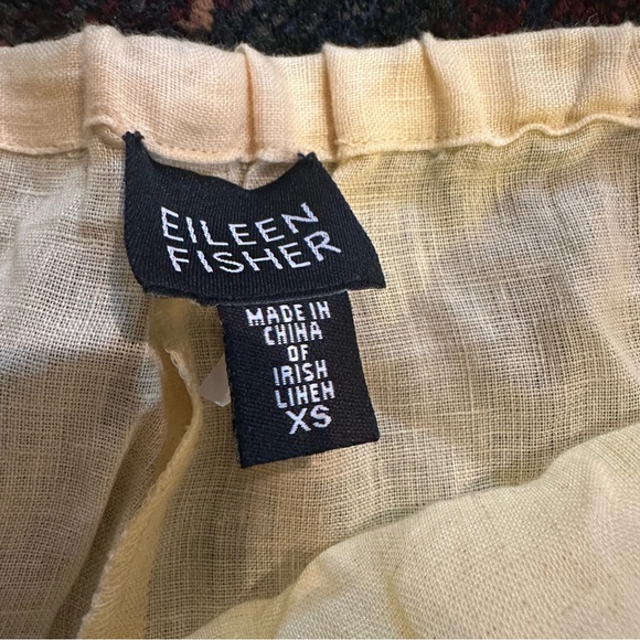 Eileen Fisher linen pants pastel yellow xs women's extra small - Picture 3 of 4